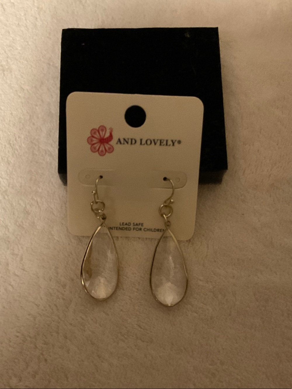 Clear Teardrop Earrings with Gold-Tone Frame